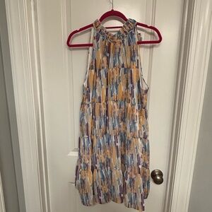 Entro Brushstroke Multicolor Sleeveless Dress